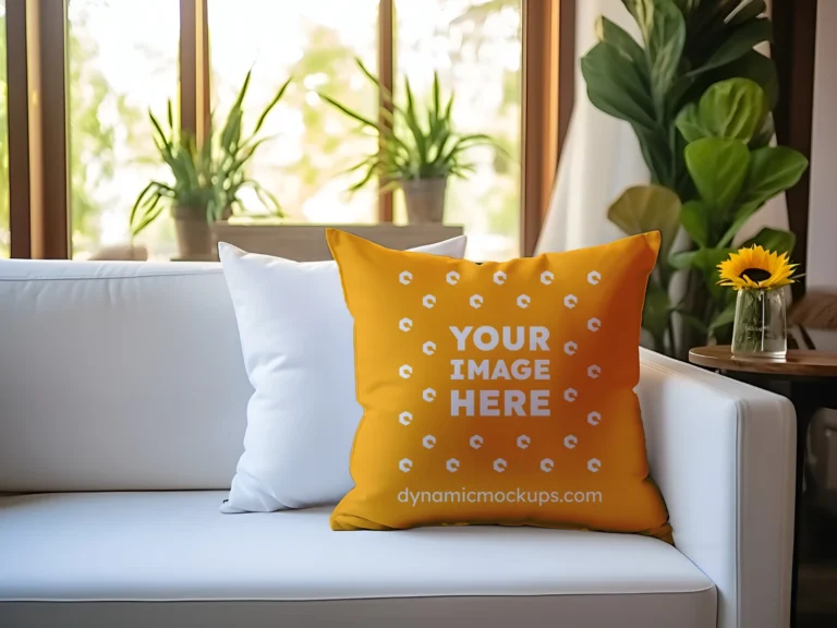 Orange Square Pillow Cover Mockup Template