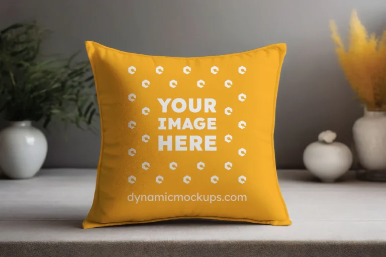 Orange Square Pillow Cover Mockup Template