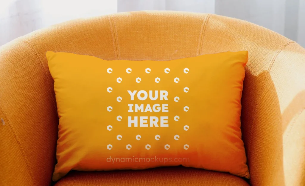 Orange Square Pillow Cover Mockup Template