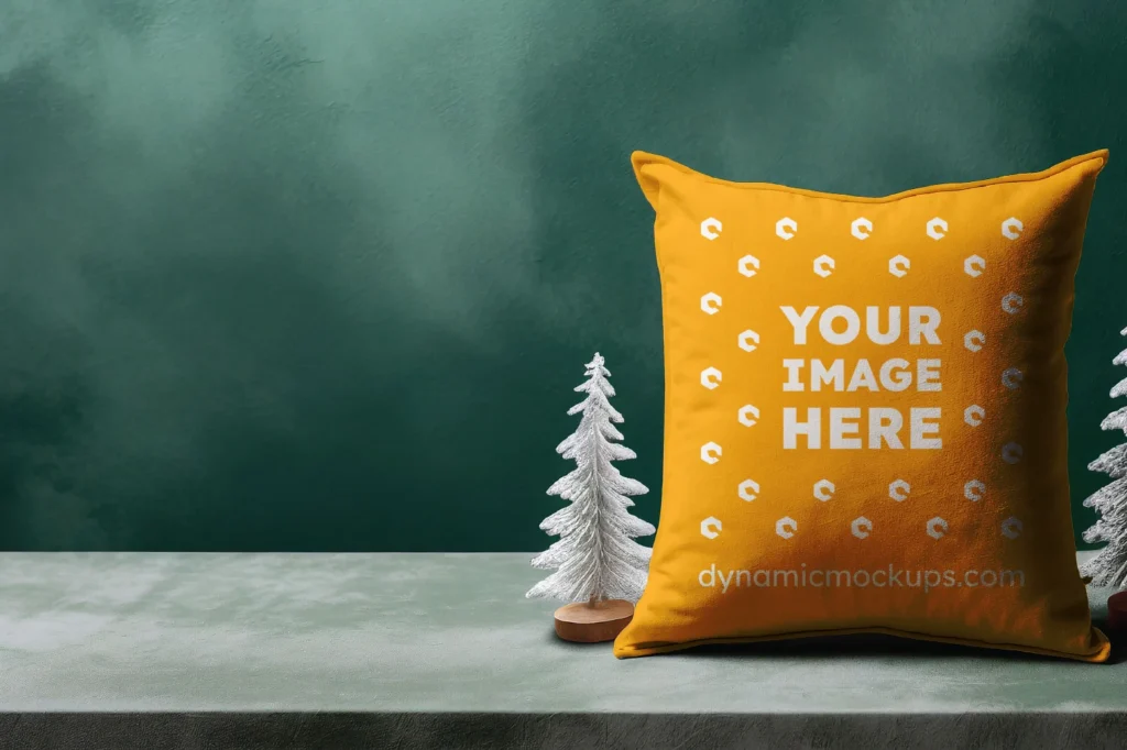 Orange Square Pillow Cover Mockup Template