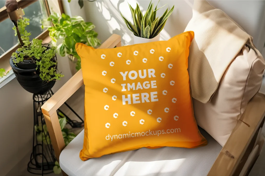 Orange Square Pillow Cover Mockup Template