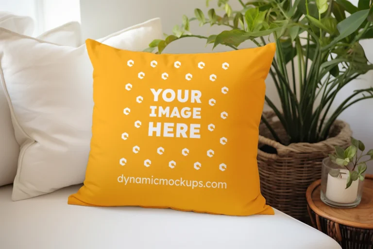 Orange Square Pillow Cover Mockup Template