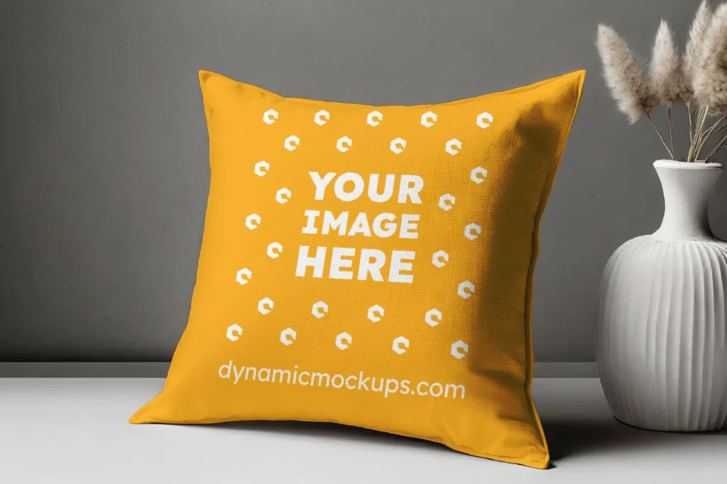 Orange Square Pillow Cover Mockup Template