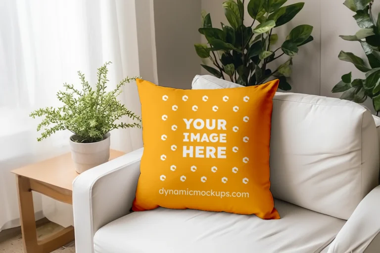 Orange Square Pillow Cover Mockup Template