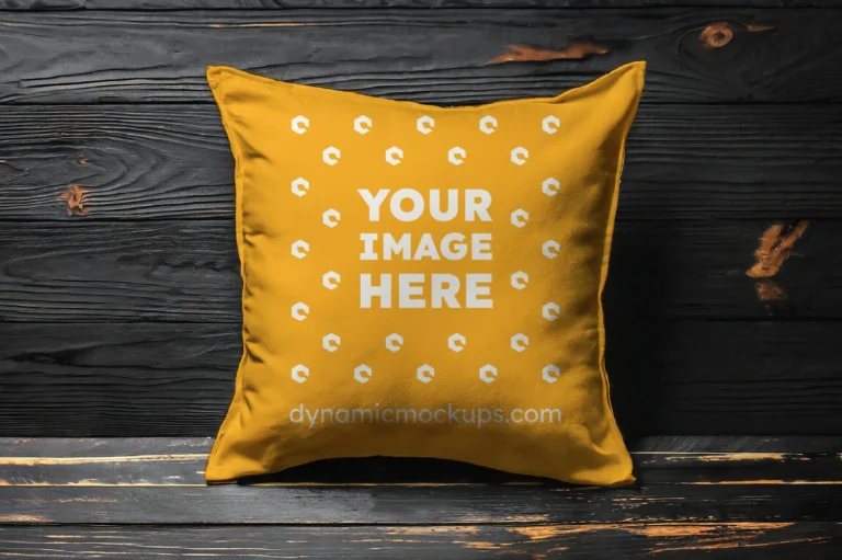 Orange Square Pillow Cover Mockup Template