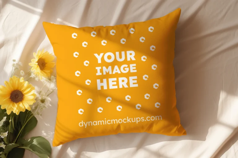 Orange Square Pillow Cover Mockup Template