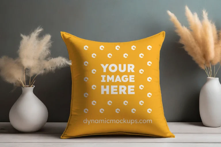 Orange Square Pillow Cover Mockup Template