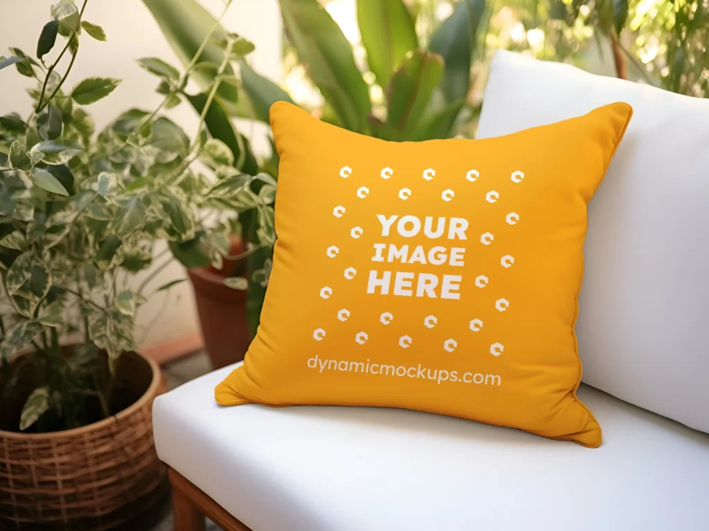 Orange Square Pillow Cover Mockup Template