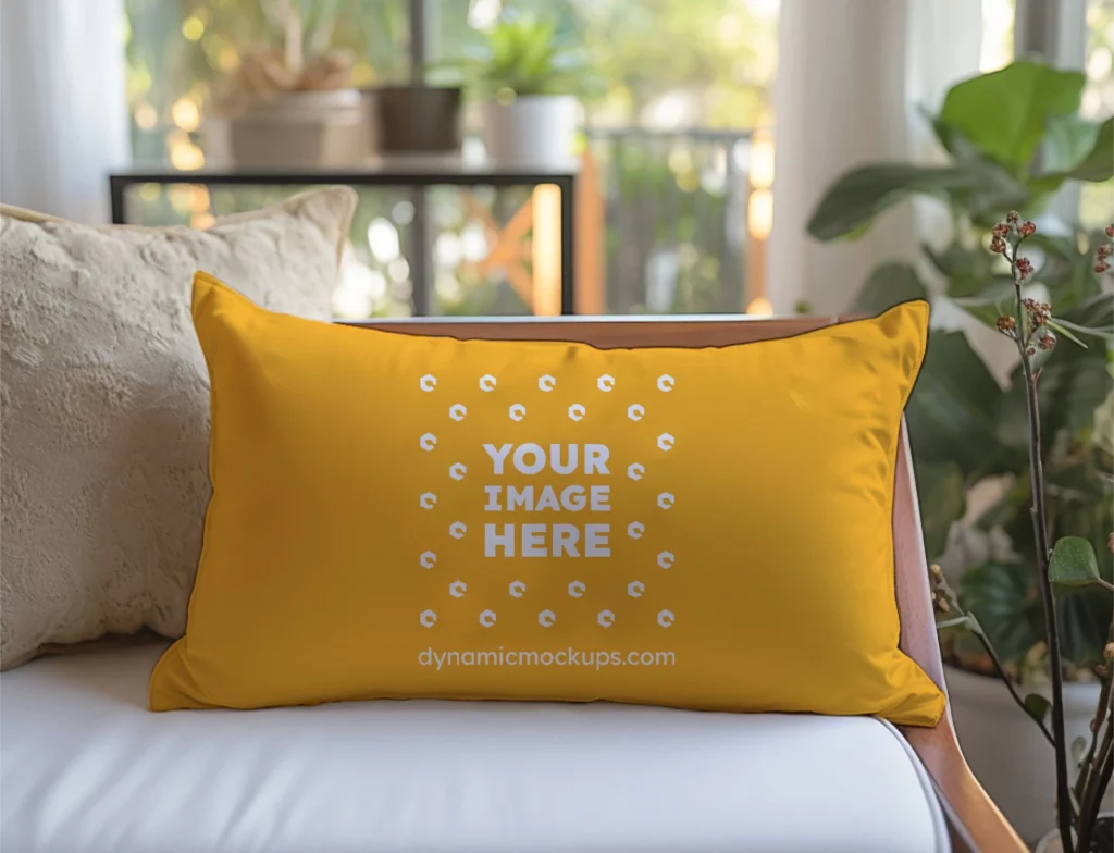 Orange Square Pillow Cover Mockup Template