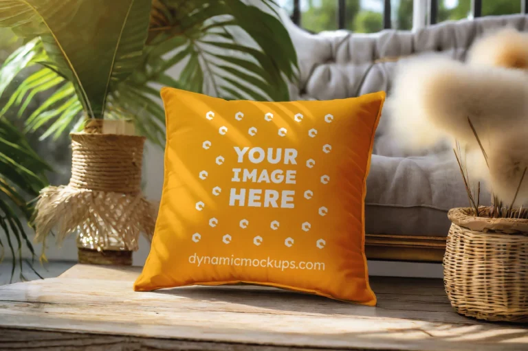 Orange Square Pillow Cover Mockup Template