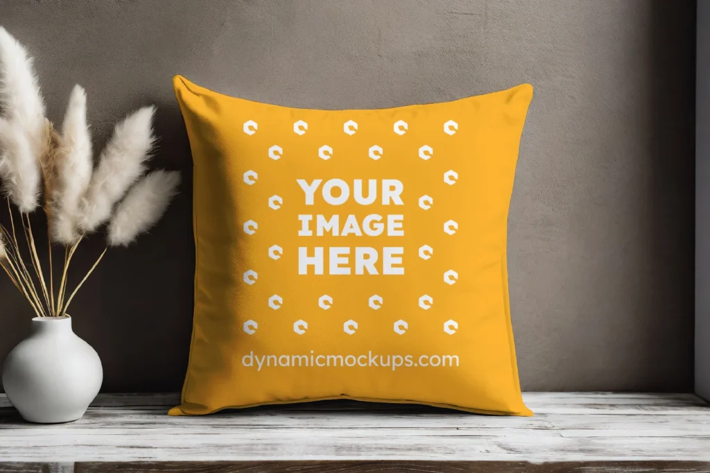 Orange Square Pillow Cover Mockup Template