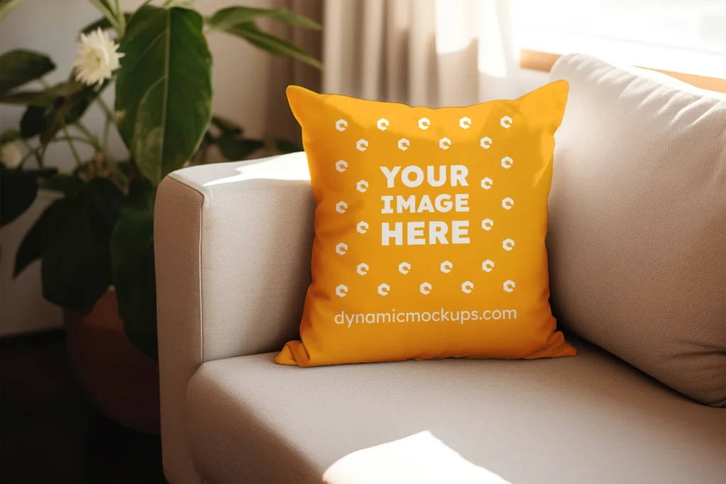 Orange Square Pillow Cover Mockup Template