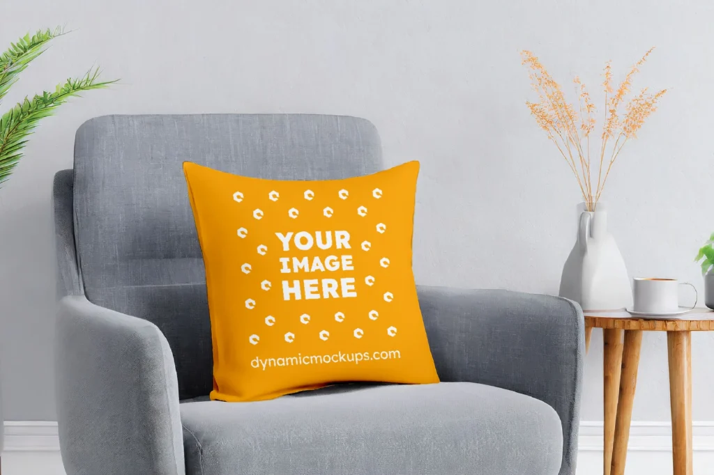 Orange Square Pillow Cover Mockup Template