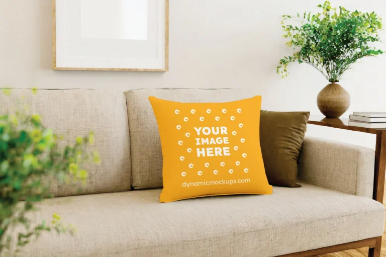 Orange Square Pillow Cover Mockup Template