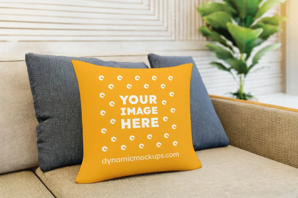 Orange Square Pillow Cover Mockup Template