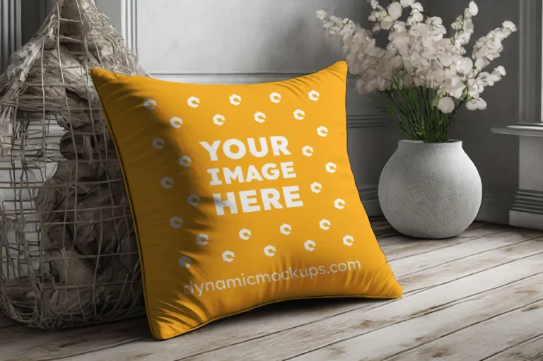 Orange Square Pillow Cover Mockup Template