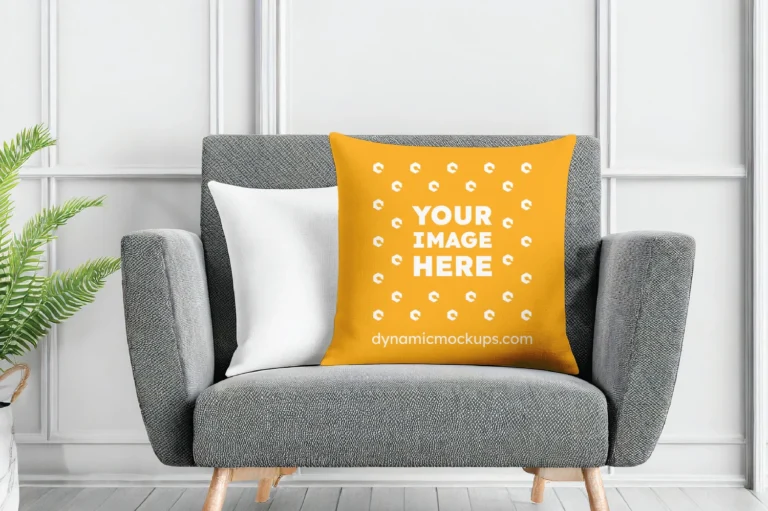 Orange Square Pillow Cover Mockup Template