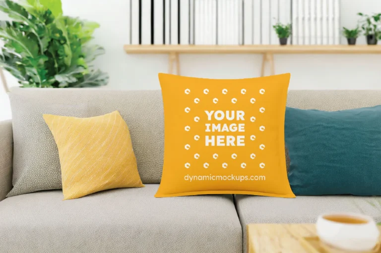 Orange Square Pillow Cover Mockup Template