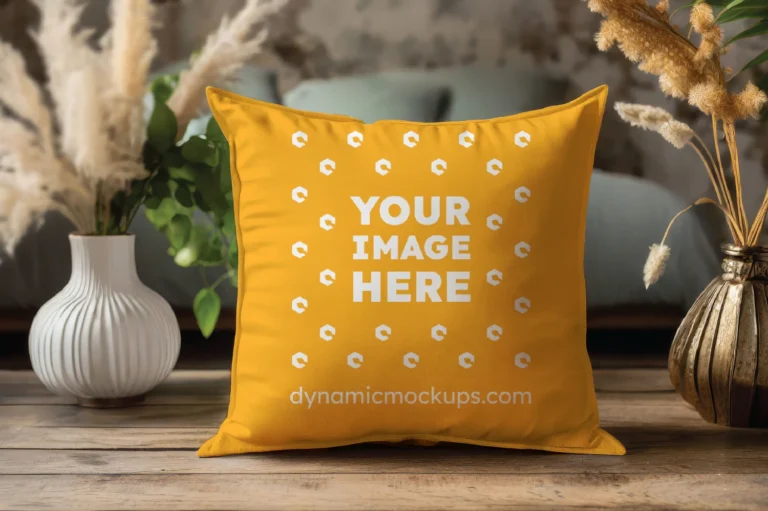 Orange Square Pillow Cover Mockup Template