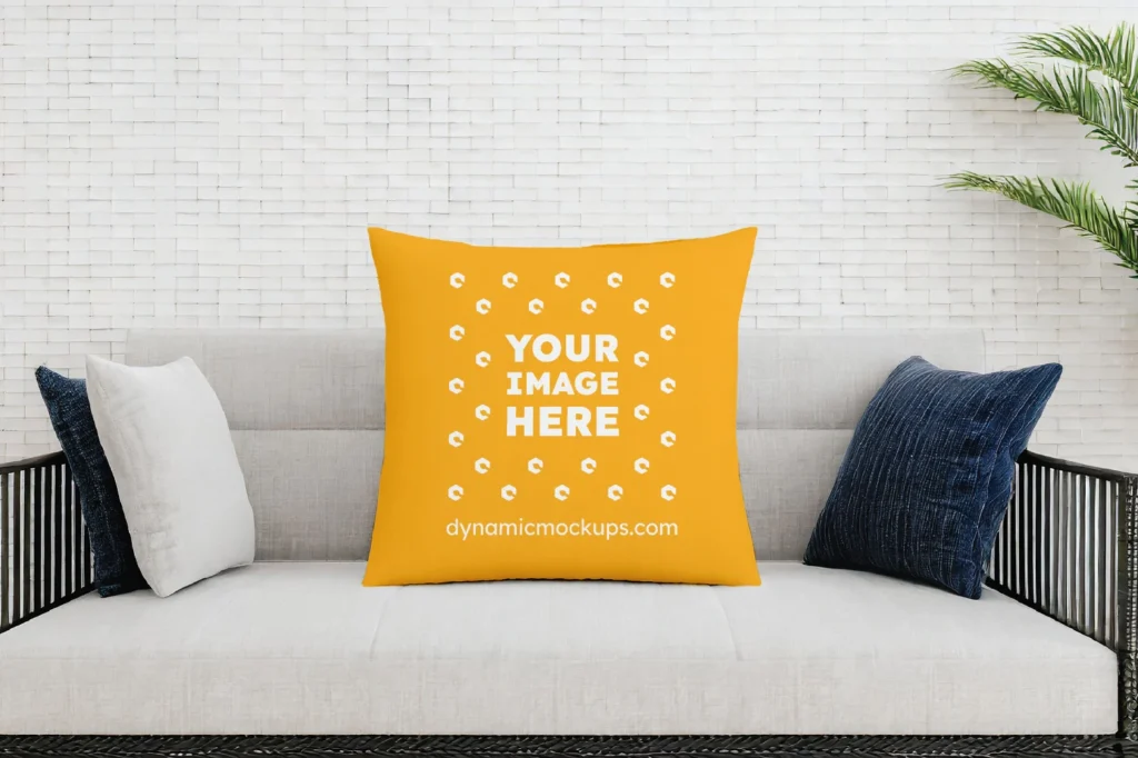 Orange Square Pillow Cover Mockup Template