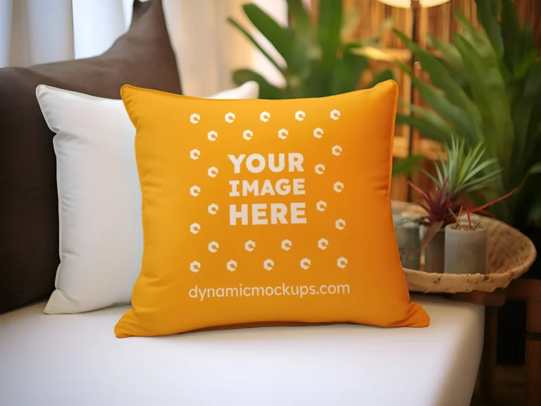 Orange Square Pillow Cover Mockup Template