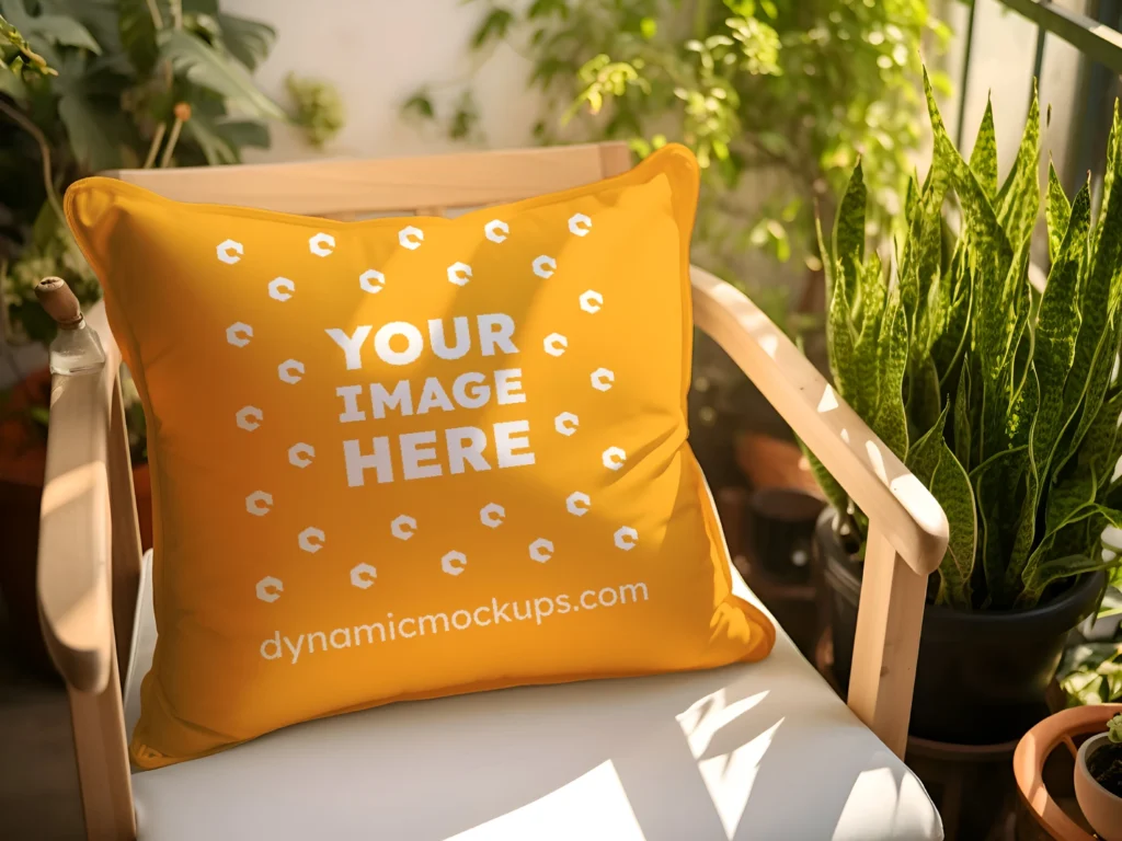 Orange Square Pillow Cover Mockup Template