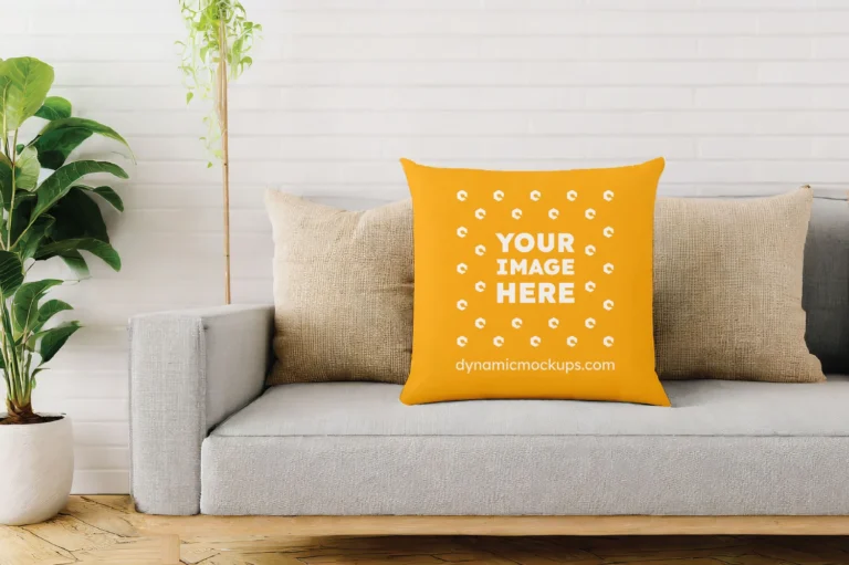 Orange Square Pillow Cover Mockup Template