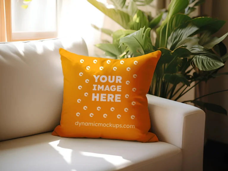 Orange Square Pillow Cover Mockup Template