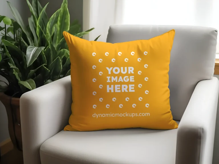 Orange Square Pillow Cover Mockup Template