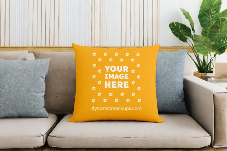 Orange Square Pillow Cover Mockup Template