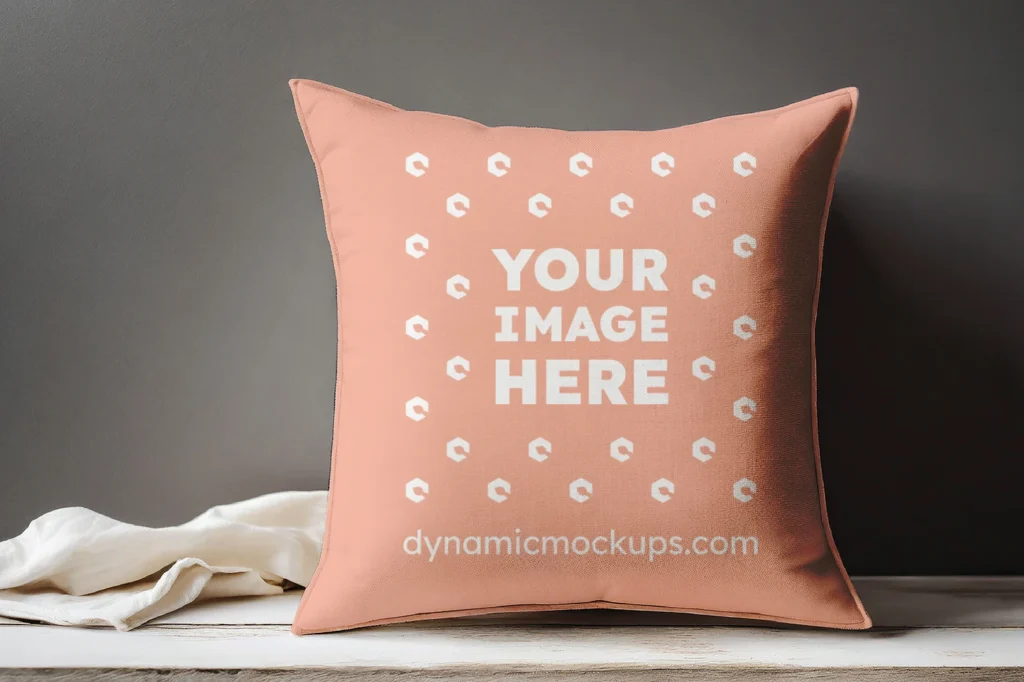 Peach Square Pillow Cover Mockup Template