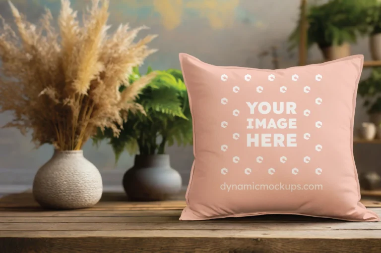 Peach Square Pillow Cover Mockup Template