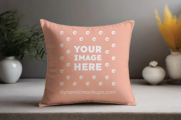 Peach Square Pillow Cover Mockup Template