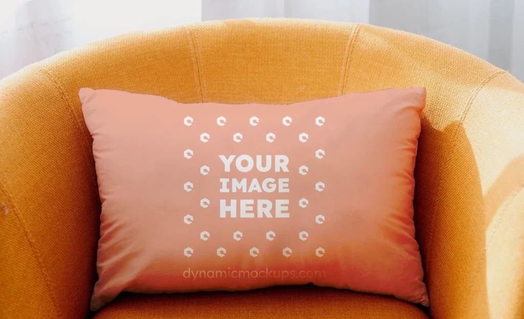 Peach Square Pillow Cover Mockup Template