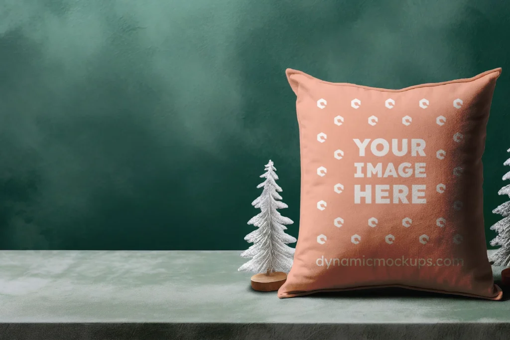 Peach Square Pillow Cover Mockup Template