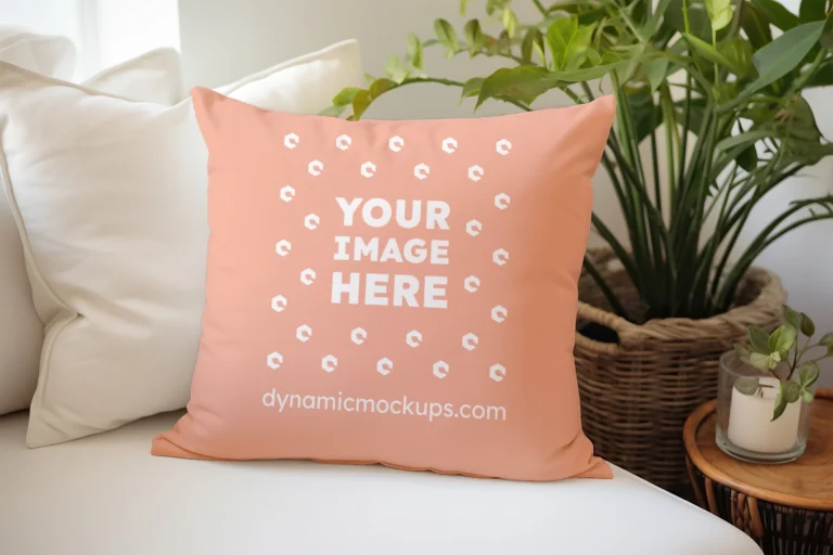 Peach Square Pillow Cover Mockup Template