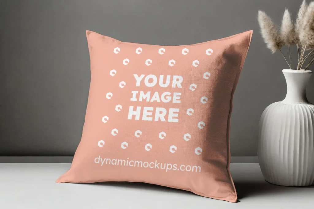 Peach Square Pillow Cover Mockup Template