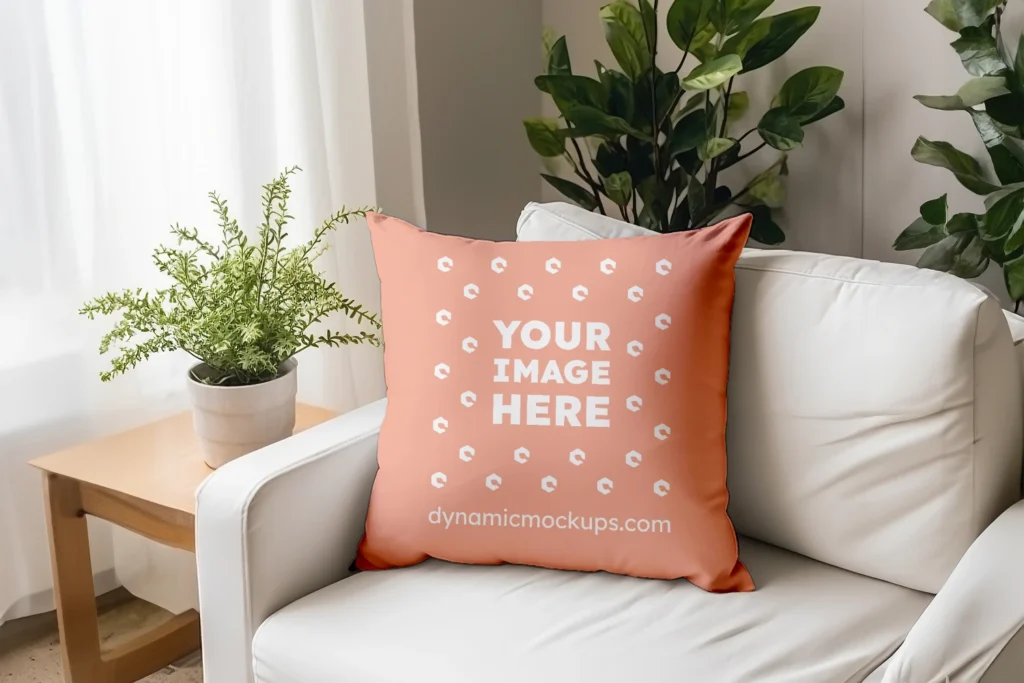 Peach Square Pillow Cover Mockup Template