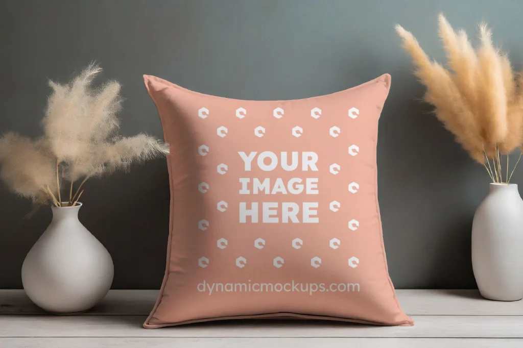 Peach Square Pillow Cover Mockup Template