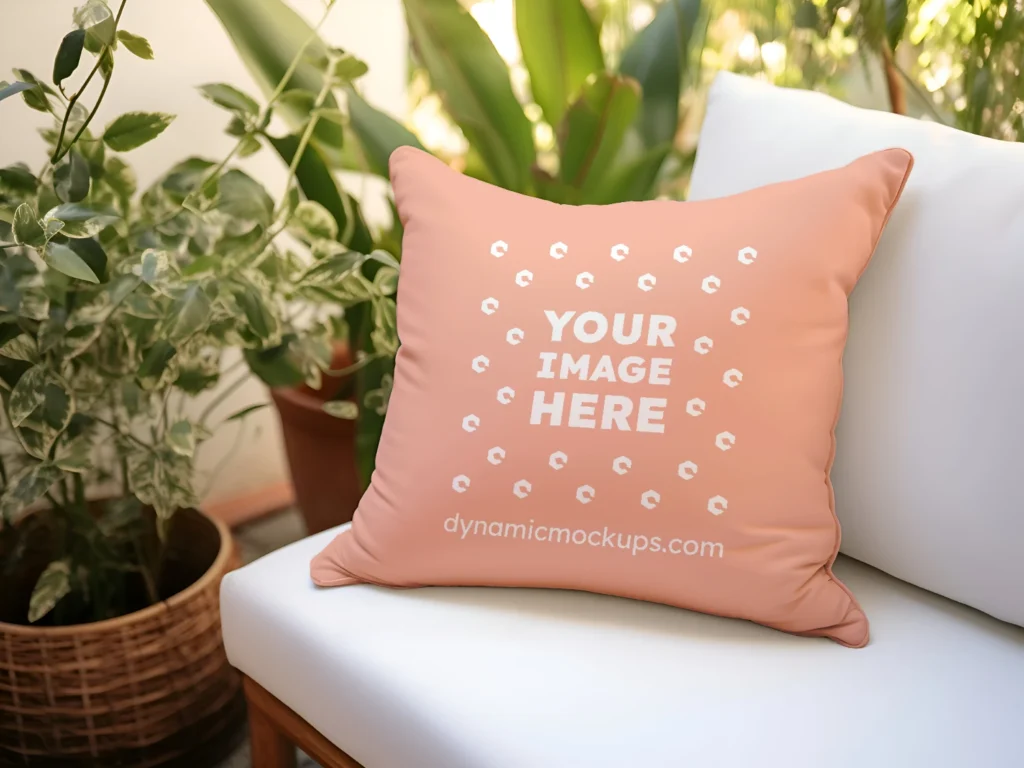 Peach Square Pillow Cover Mockup Template