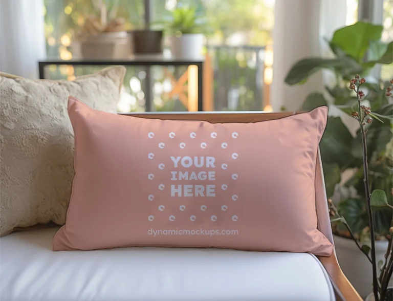 Peach Square Pillow Cover Mockup Template