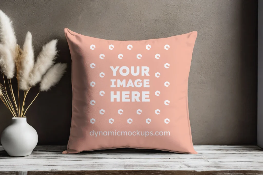 Peach Square Pillow Cover Mockup Template