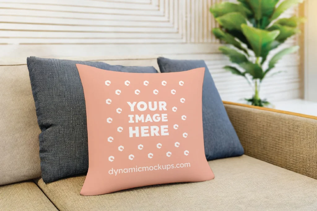 Peach Square Pillow Cover Mockup Template