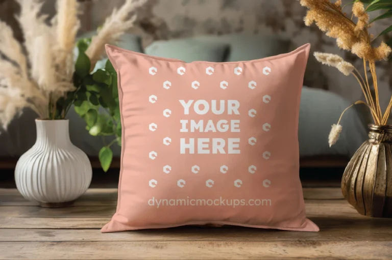 Peach Square Pillow Cover Mockup Template