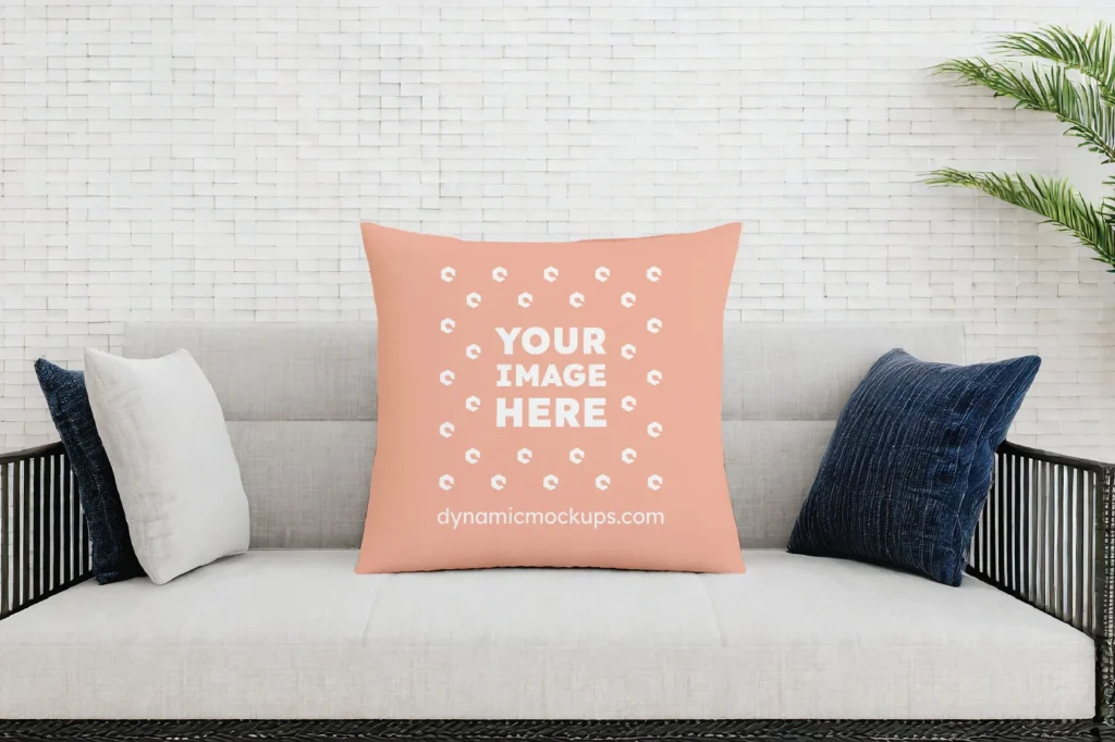 Peach Square Pillow Cover Mockup Template