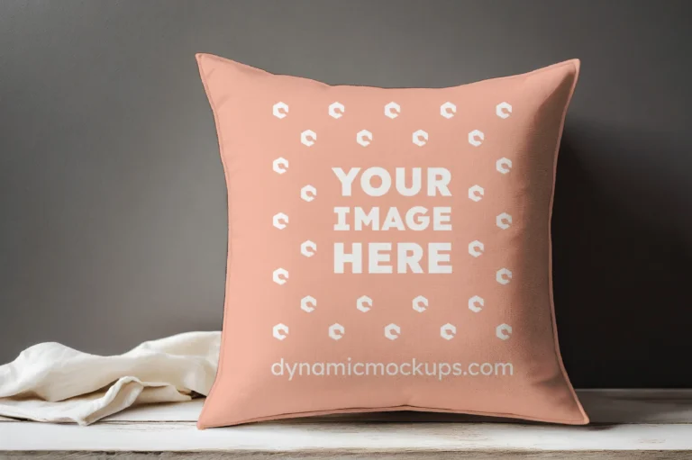 Peach Square Pillow Cover Mockup Template