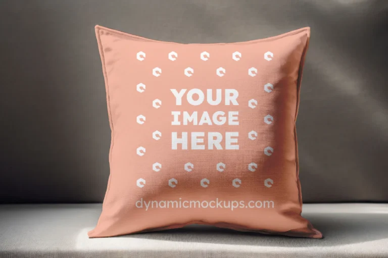 Peach Square Pillow Cover Mockup Template