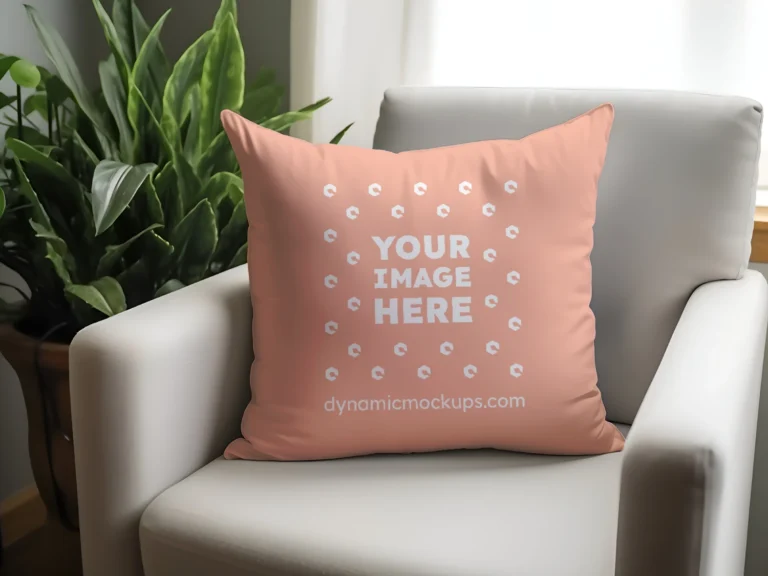 Peach Square Pillow Cover Mockup Template