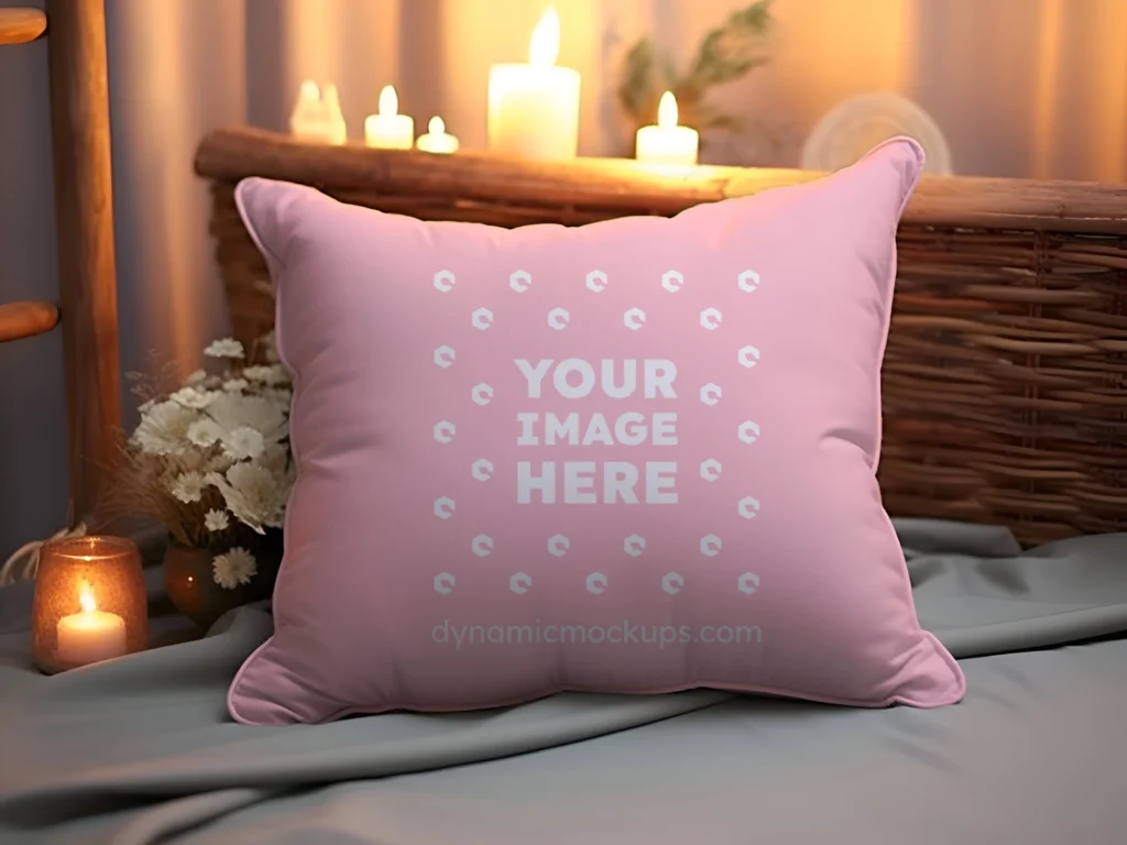 Pink Square Pillow Cover Mockup Template