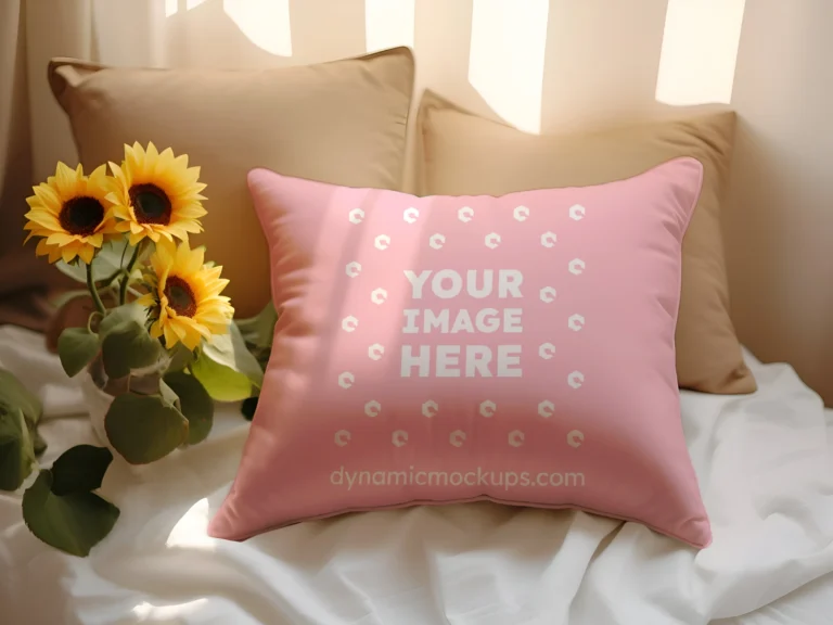 Pink Square Pillow Cover Mockup Template